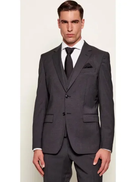 BOSS BLACK Gyapjú zakó fekete