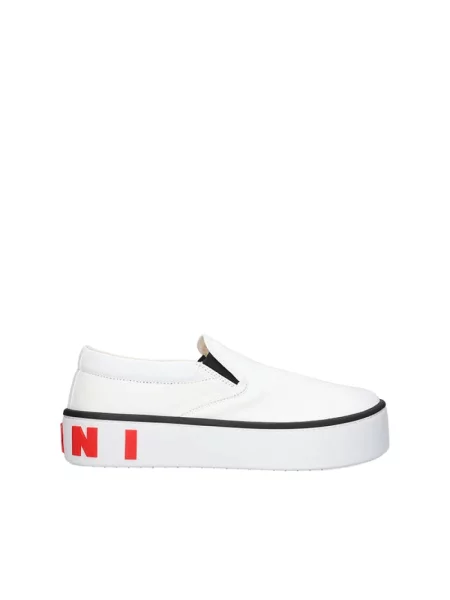 Sneakersy Marni wsuwane z logo białe