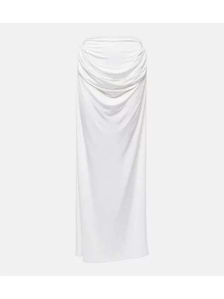 Fusta maxi Magda Butrym din jerseu drapată alb