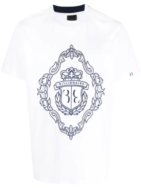 Scurt tricou Billionaire cu broderie alb