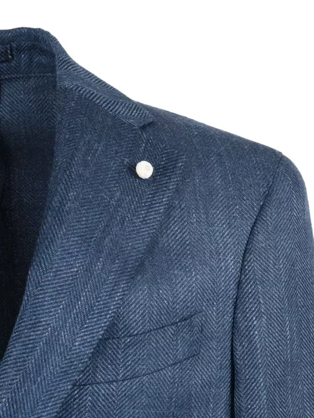 Sacou Luigi Bianchi Mantova cu model herringbone albastru