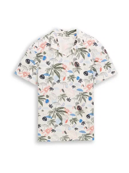 TOM TAILOR Tricou albastru / bleumarin / verde / lână alb