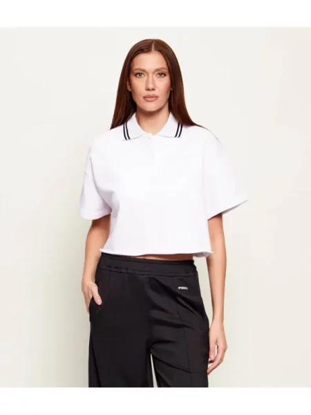 Decupat tricou polo Gaëlle Paris alb