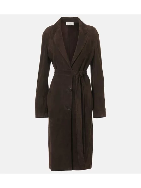 Palton The Row din piele de căprioară maro