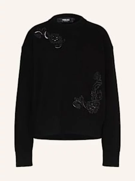 Versace Sweter Z Cekinami schwarz czarny