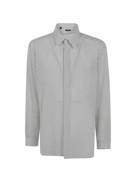 Cămașă Tom Ford de mătase cu imagine alb