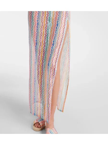 Rochie maxi Missoni transparente cu un umăr gol de costum