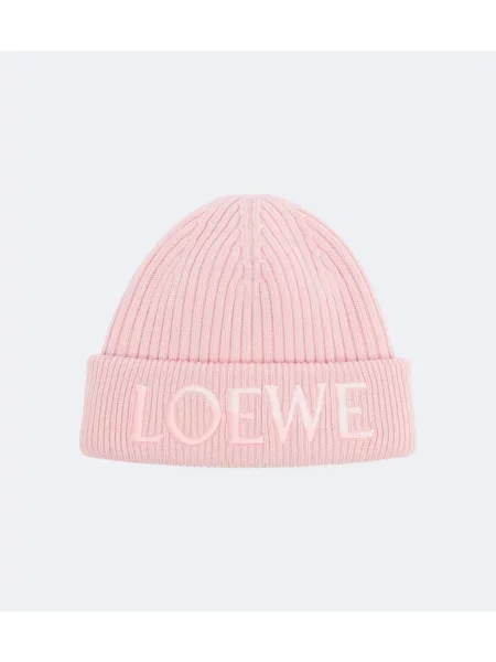 Vlněný čepice Loewe s výšivkou růžový