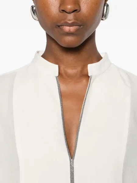 Bluză Brunello Cucinelli de mătase alb