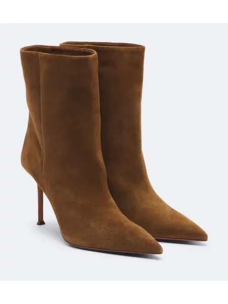 Cizme scurte Aquazzura din piele de căprioară maro
