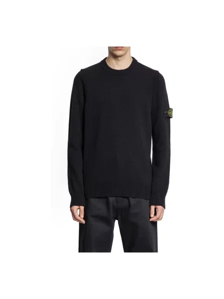 Sweter Stone Island wełniany z kamieniami czarny