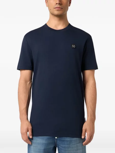 Tricou Philipp Plein cu broderie albastru