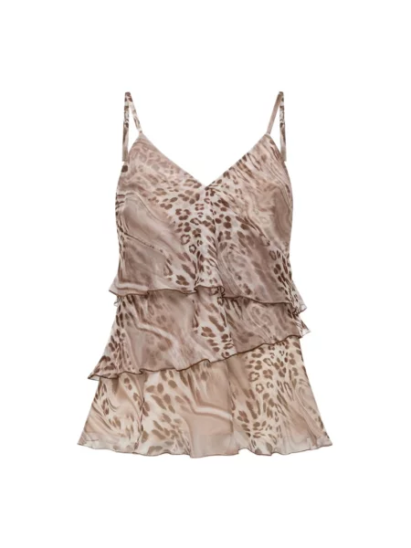 Top Blugirl z nadrukiem z nadrukiem zwierzęcym brązowy