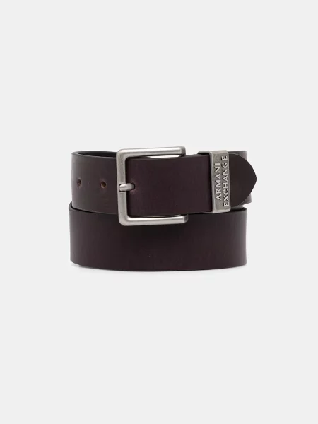 Armani Exchange pasek skórzany brązowy