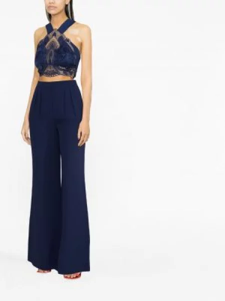 Top Alberta Ferretti s čipkom plava