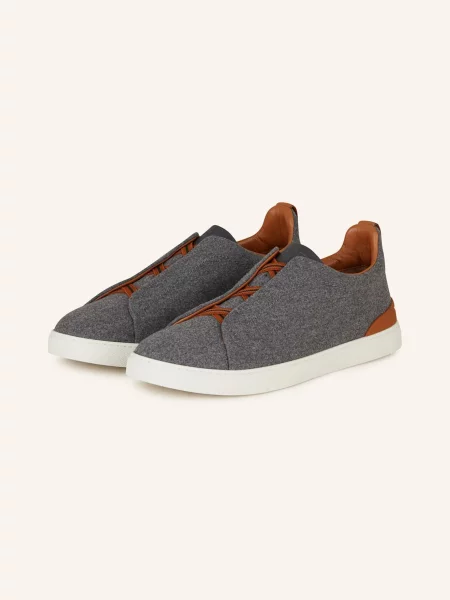Zegna Nazouvací Tenisky Triple Stitch™ světle šedá