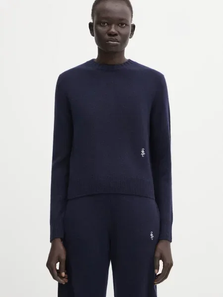 Sporty & Rich pulover de lână SRC Cashmere bleumarin