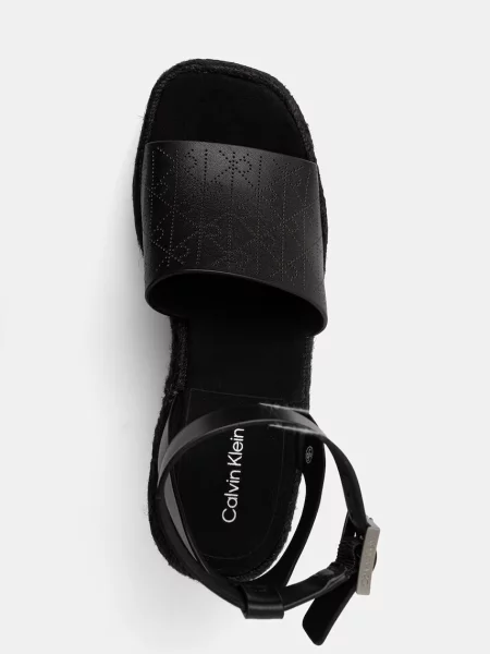 Calvin Klein szandál WEDGE ESPAD 70 AOP LTH fekete