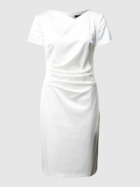 Sukienka koktajlowa z satyny Swing biała