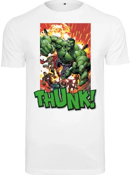 Merchcode Tričko Avengers Explosion tmavě žlutá / trávově zelená / tmavě oranžová bílá