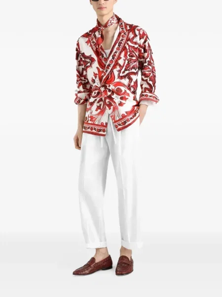 Bėgimas kelnės Dolce & Gabbana poplinas balta