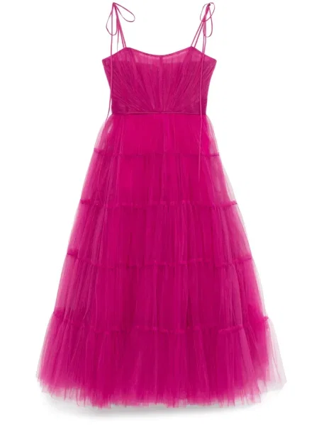 Rochie midi Ana Radu din tul până la genunchi de costum roz