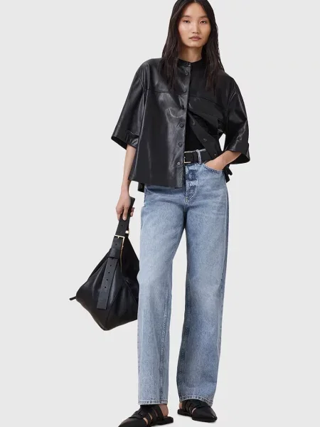 Дънки AllSaints BROOKLYN с висока талия синьо