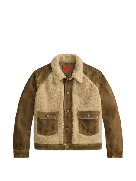 Geacă Ralph Lauren Rrl din piele de oaie maro