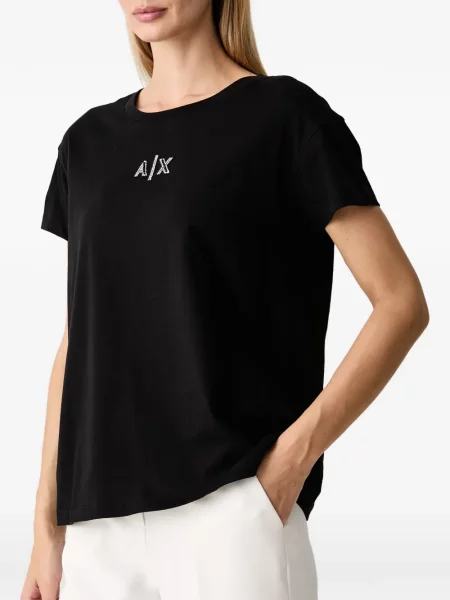 Tricou Armani Exchange cu autograf negru