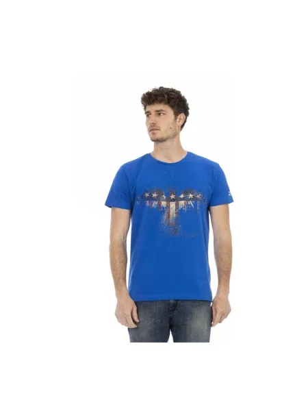 Koszulka Trussardi z okrągłym dekoltem casual niebieska