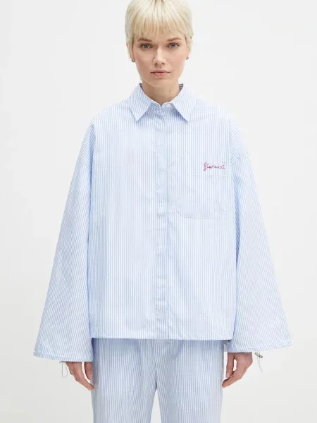 Сорочка Fiorucci Striped Embroidered Drawstring Shirt relaxed класичний комір
