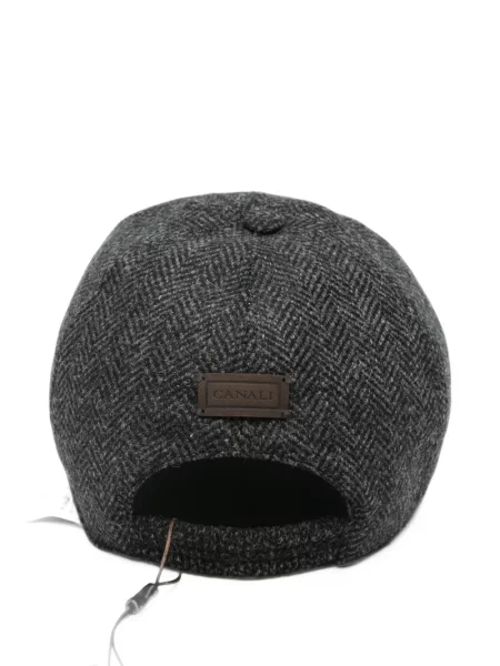 Șapcă Canali de lână cu model herringbone gri