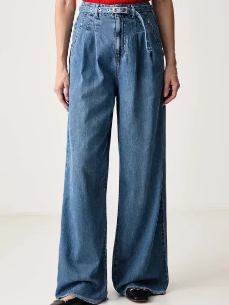 Morgan Blugi deschis Wide Leg albastru