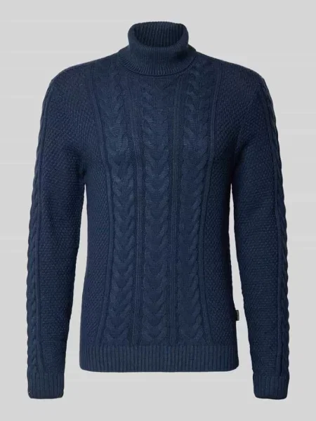 Sweter z dzianiny z golfem model ‘BASIM’ Blend