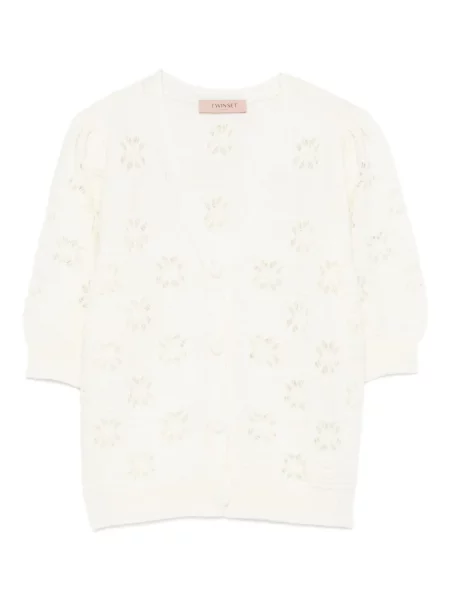 Kardigan Twinset w kwiatki biały