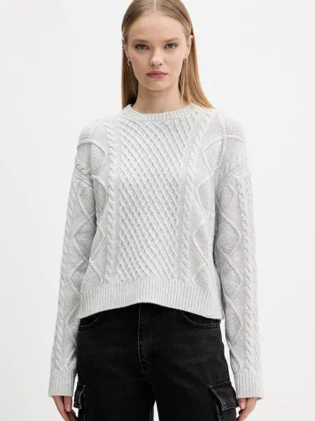 Guess Jeans sweter z dodatkiem wełny lekki szary