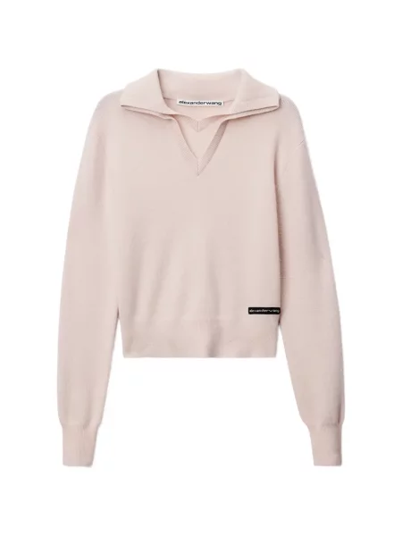 V-nyakú galléros szvetter Alexander Wang rózsaszín