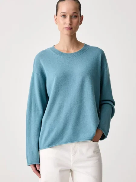 United Colors of Benetton πουλόβερ γυναικείο μάλλινο με προσθήκη κασμίρ μπλε