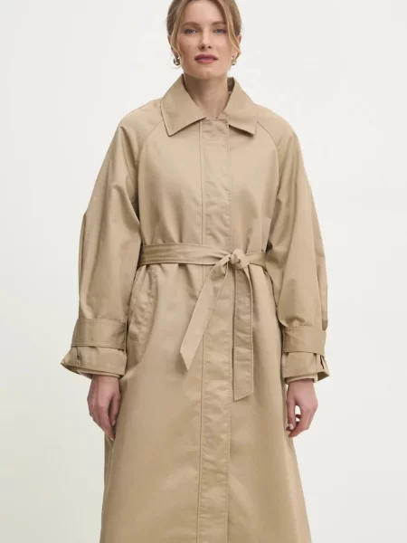 Answear Lab palton femei de tranzitie oversize bej