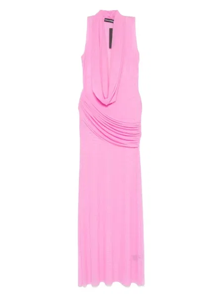 Rochie maxi David Koma transparente roz