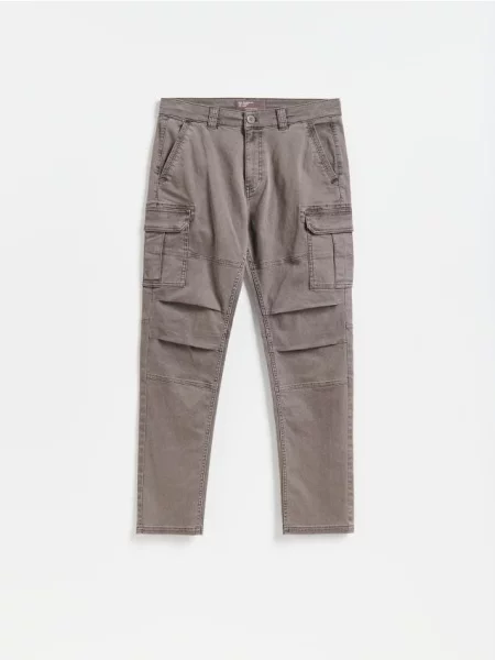 Reserved Pantaloni cargo slim fit gri-închis gri