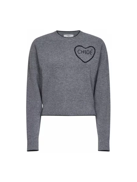 Krótki sweter Chloe wełniany szary