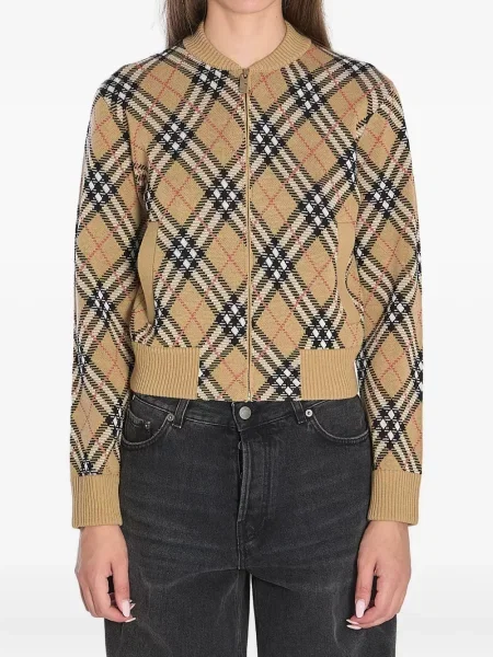 Kardigan Burberry w kratkę brązowy