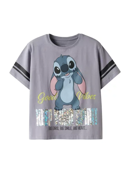 NAME IT Tricou NKFDYMI STITCH opal / gri / mov lavandă negru