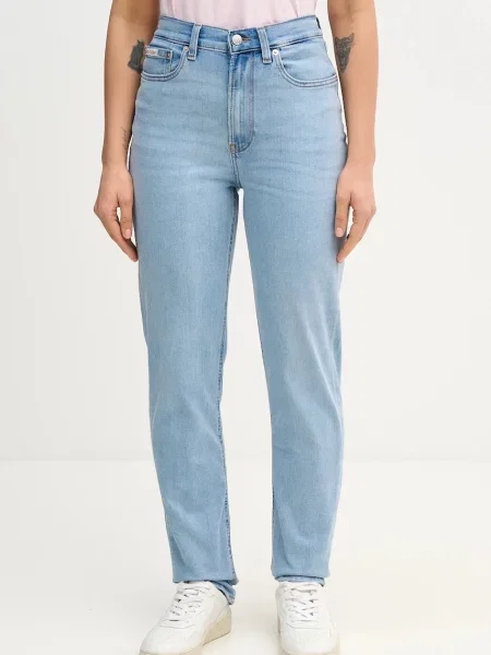 Traperice Calvin Klein Jeans visoki struk plava