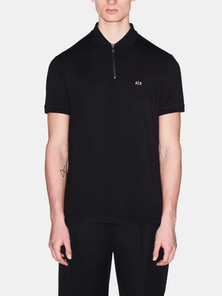 Поло Armani Exchange віскоза/еластан чорний