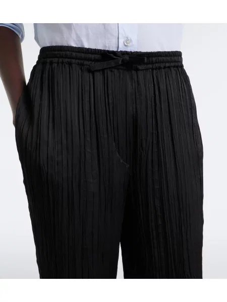 Pantaloni The Row de mătase negru
