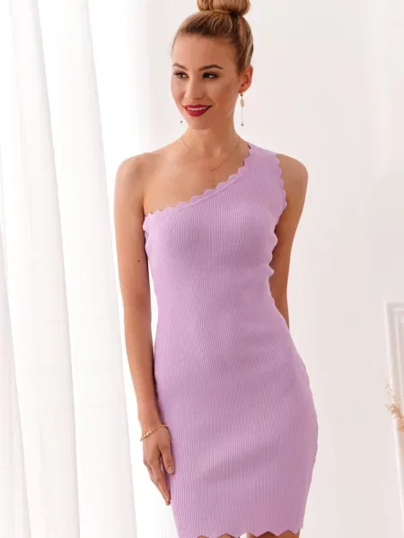 Obleka Fasardi z enim ramenom roza