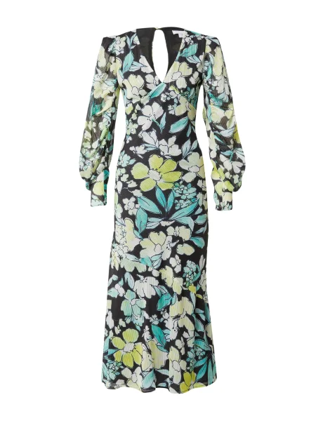 Warehouse Rochie turcoaz / verde limetă / negru / murdar alb