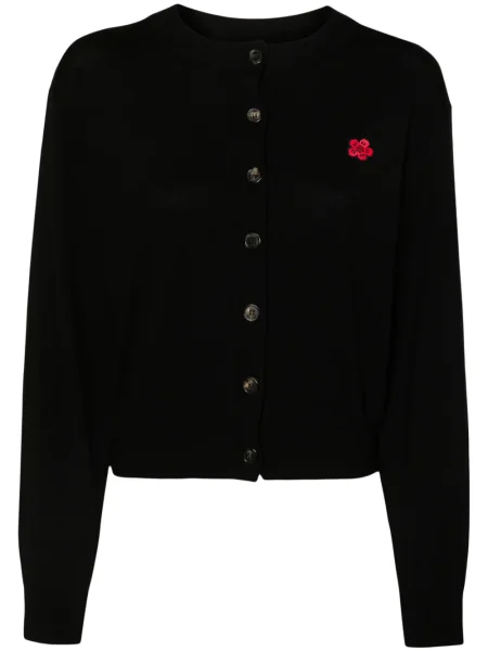 Cardigan Kenzo de lână cu model floral negru
